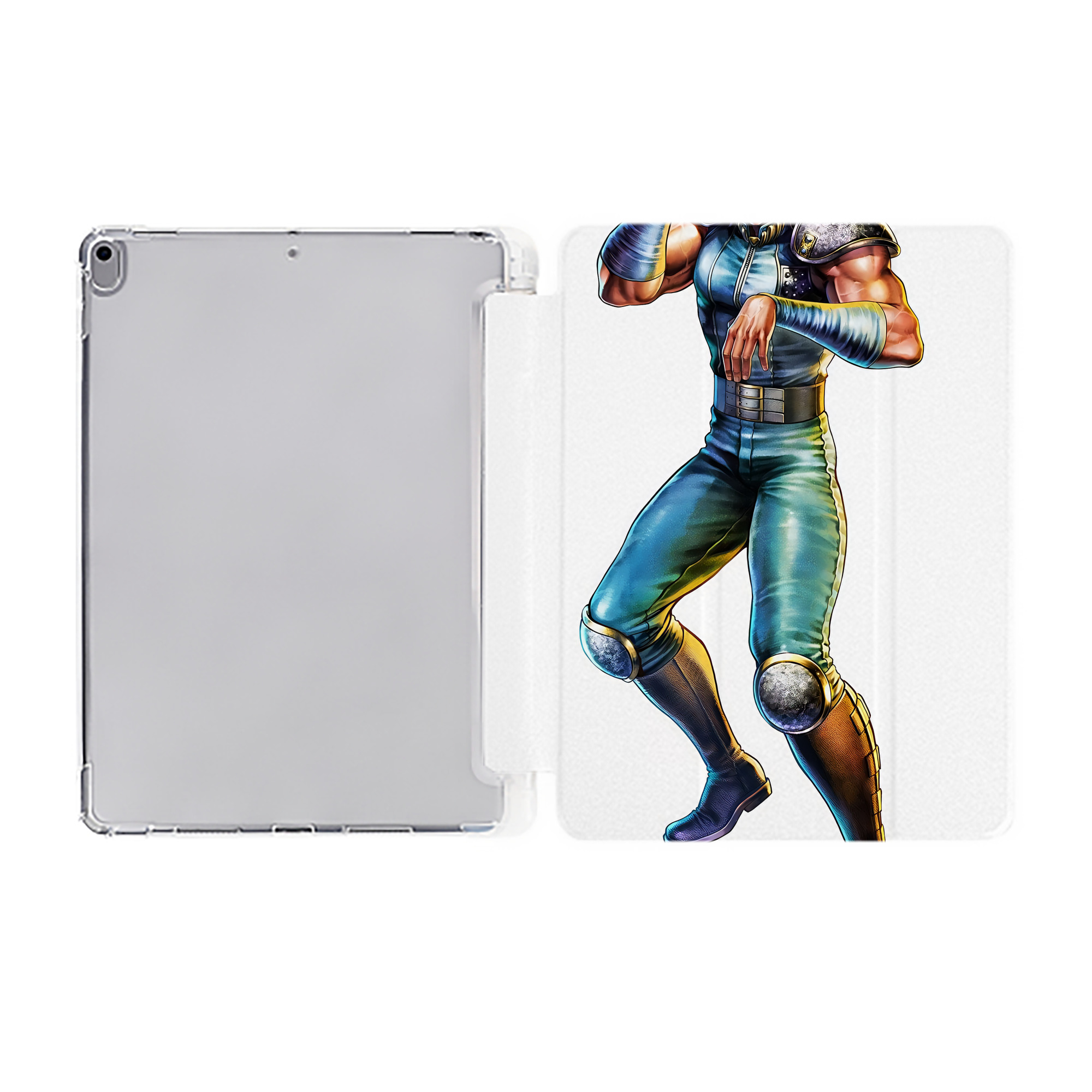 （画像用） 北斗の拳 Fist of the North Star IPad ケース ペン収納付き 三つ折りスタンド PUレザー×シリコン 対応機種9.5/10.5/10.9インチ